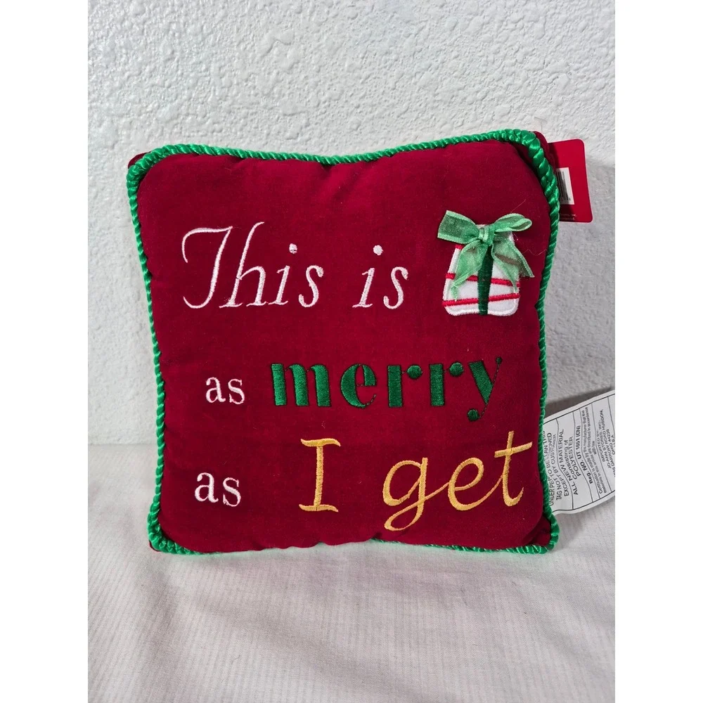 Christmas Holiday Decorative Pillow Red Velvet This Is As Merry As I Get Jo-Ann